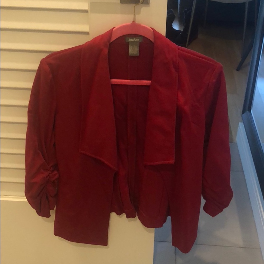 Neiman Marcus size small red cardigan 3/4 sleeve